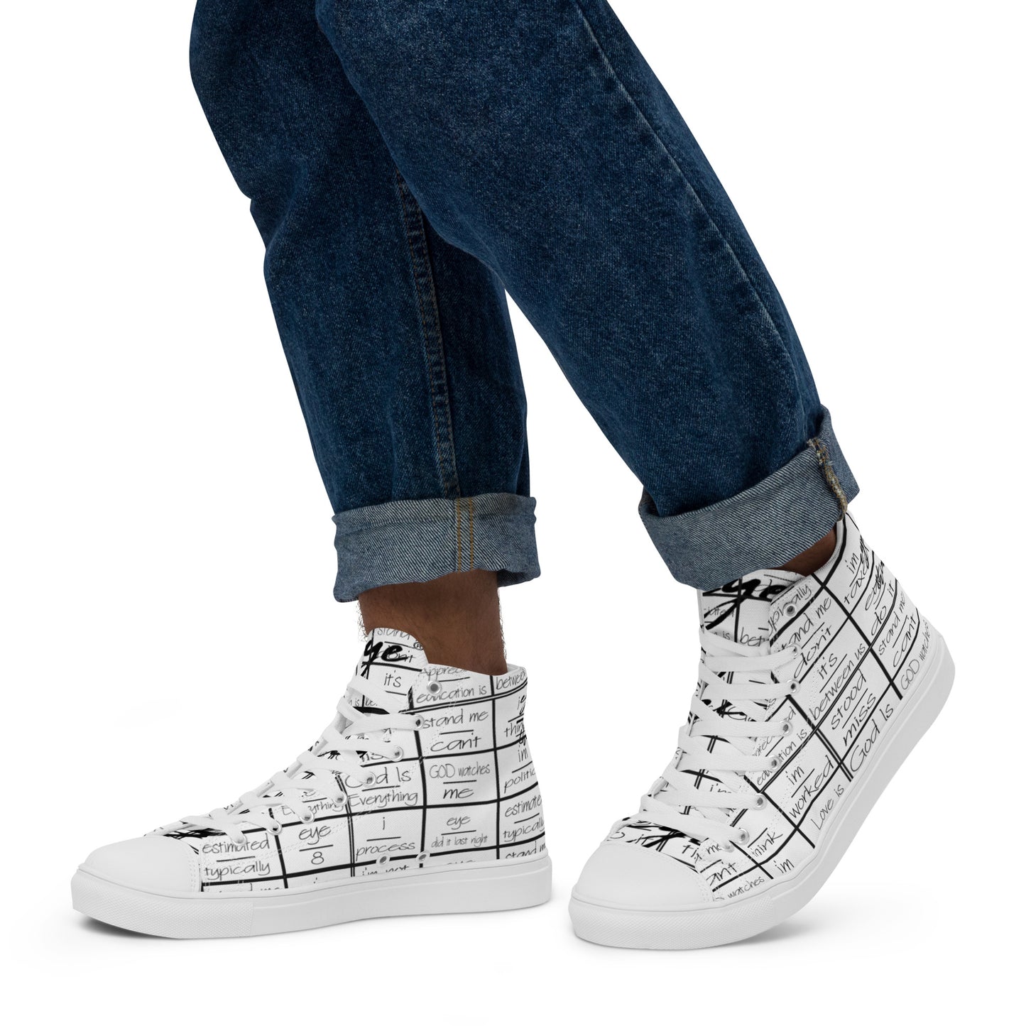 eyeoverthink® Men’s high top "eyeoverprinted" canvas shoes