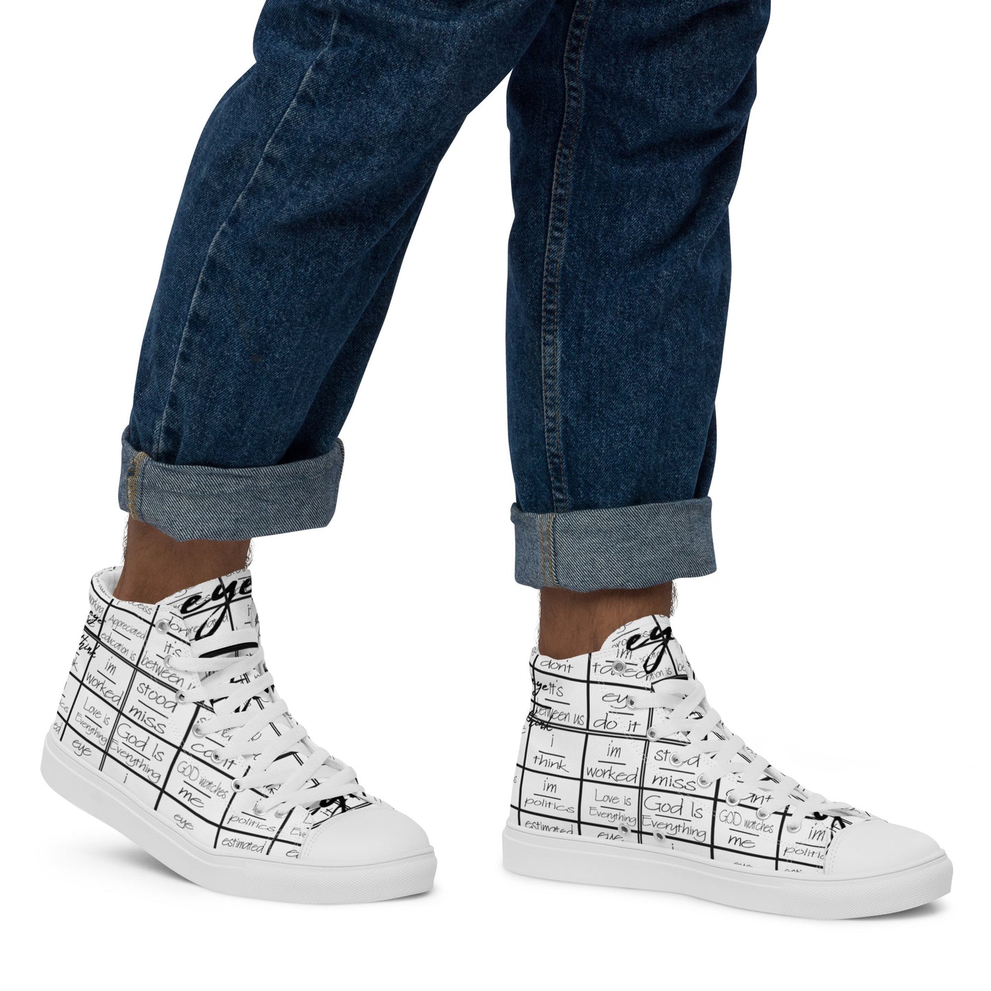 eyeoverthink® Men’s high top "eyeoverprinted" canvas shoes