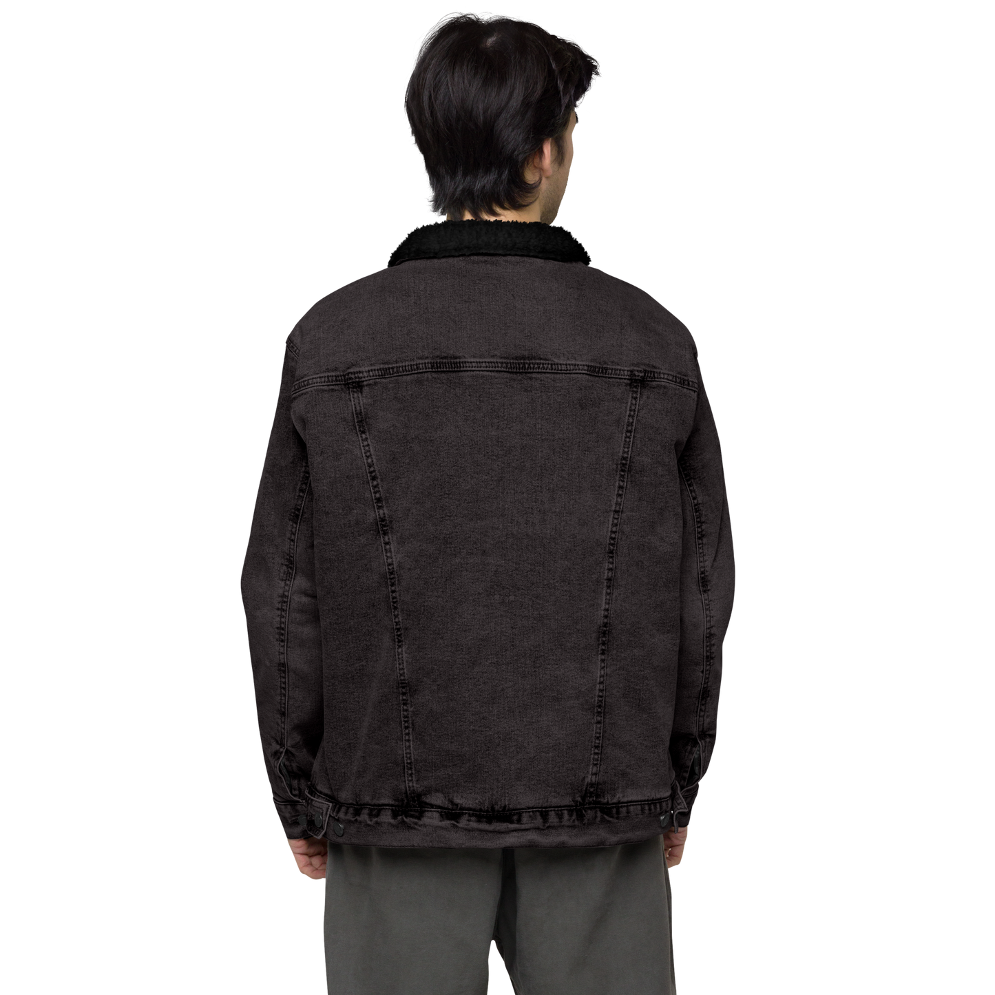 eyeoverthink® embroidered Unisex denim sherpa jacket