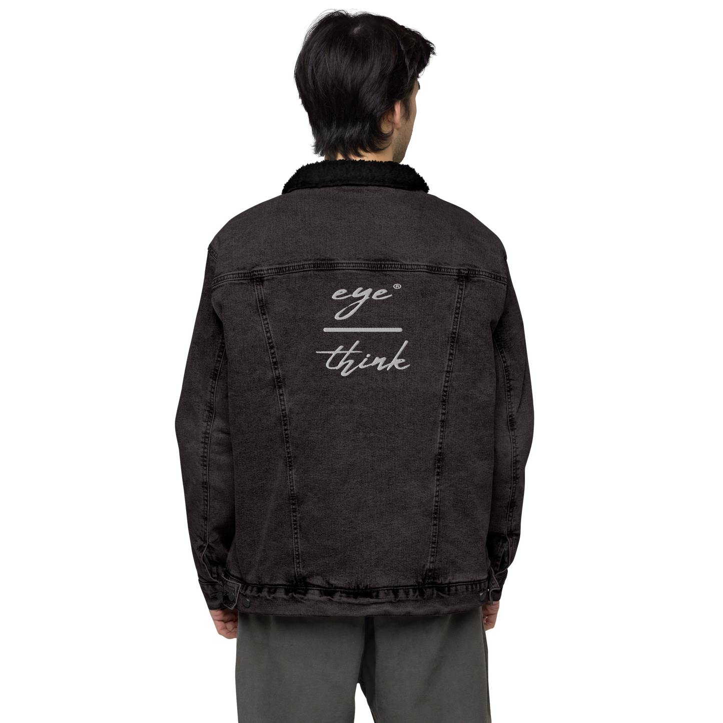 eyeoverthink® embroidered Unisex denim sherpa jacket