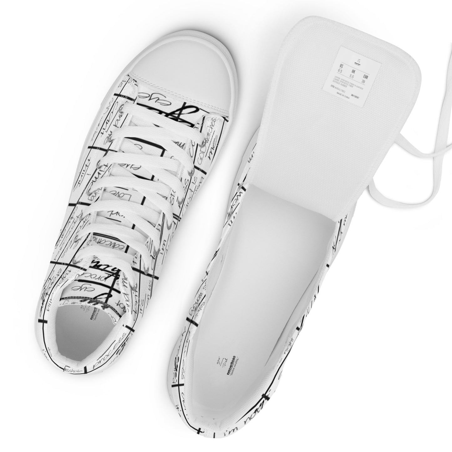 eyeoverthink® Women’s " eyeoverprinted " high top canvas shoes