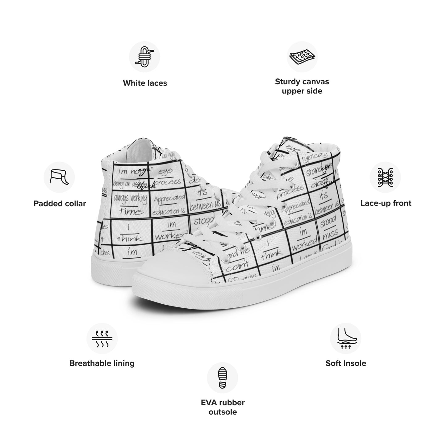 eyeoverthink® Women’s " eyeoverprinted " high top canvas shoes