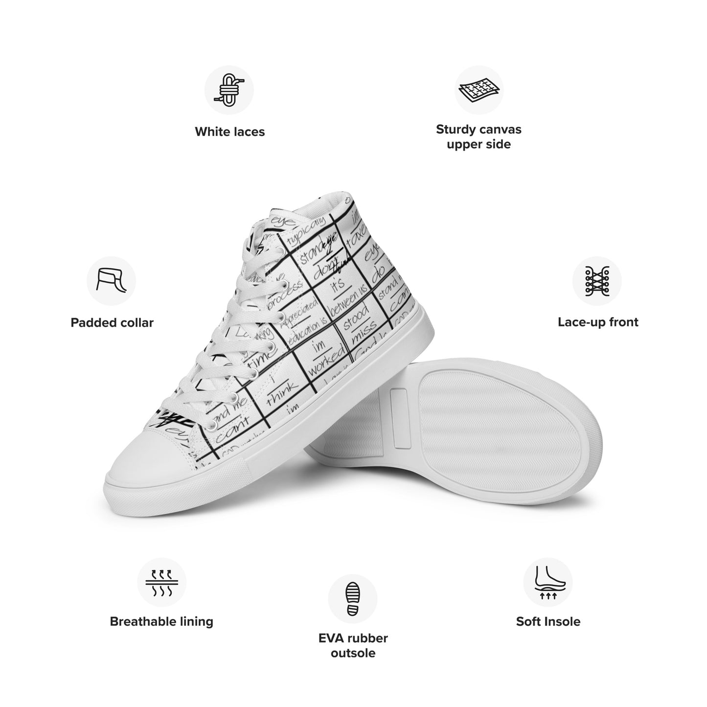 eyeoverthink® Women’s " eyeoverprinted " high top canvas shoes