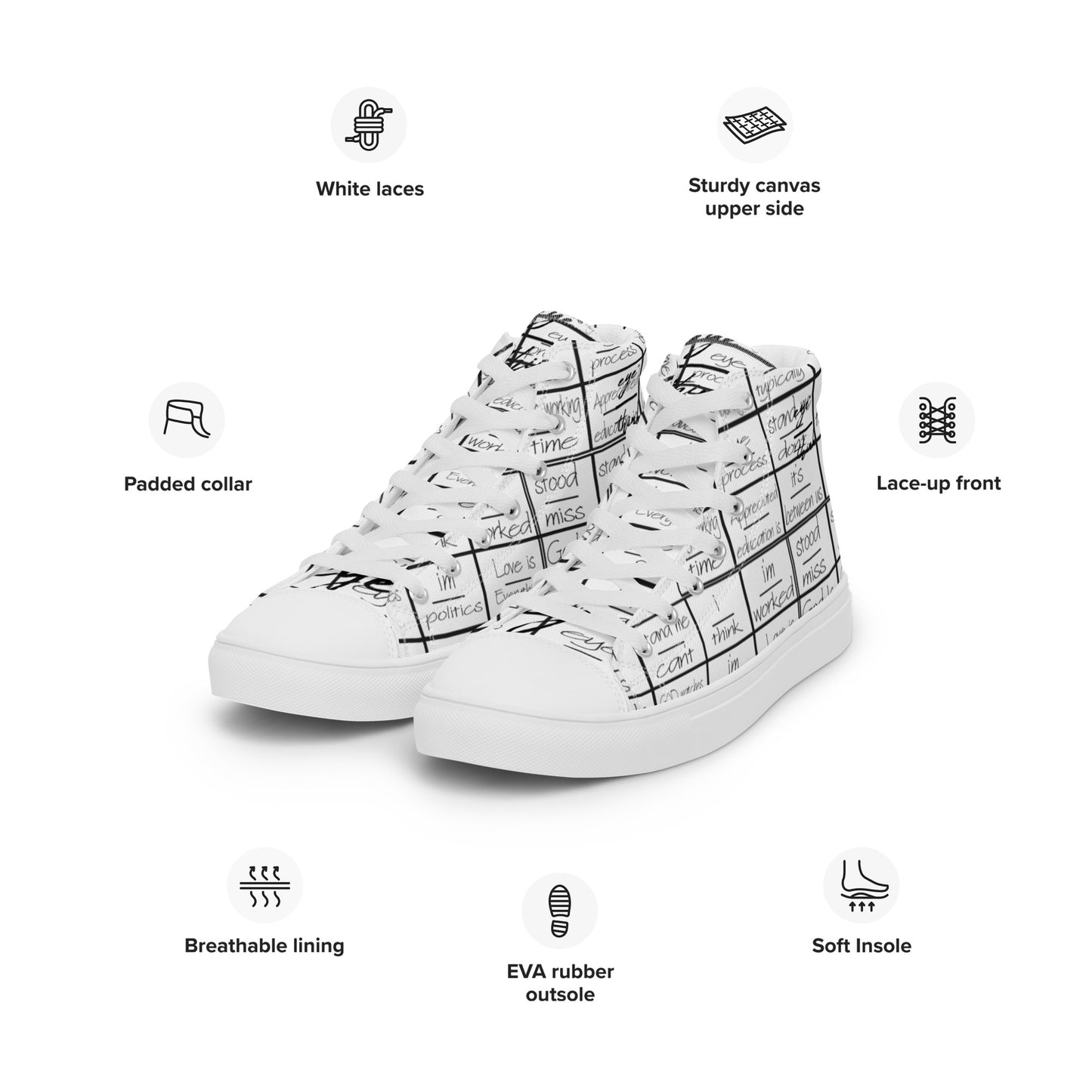 eyeoverthink® Women’s " eyeoverprinted " high top canvas shoes
