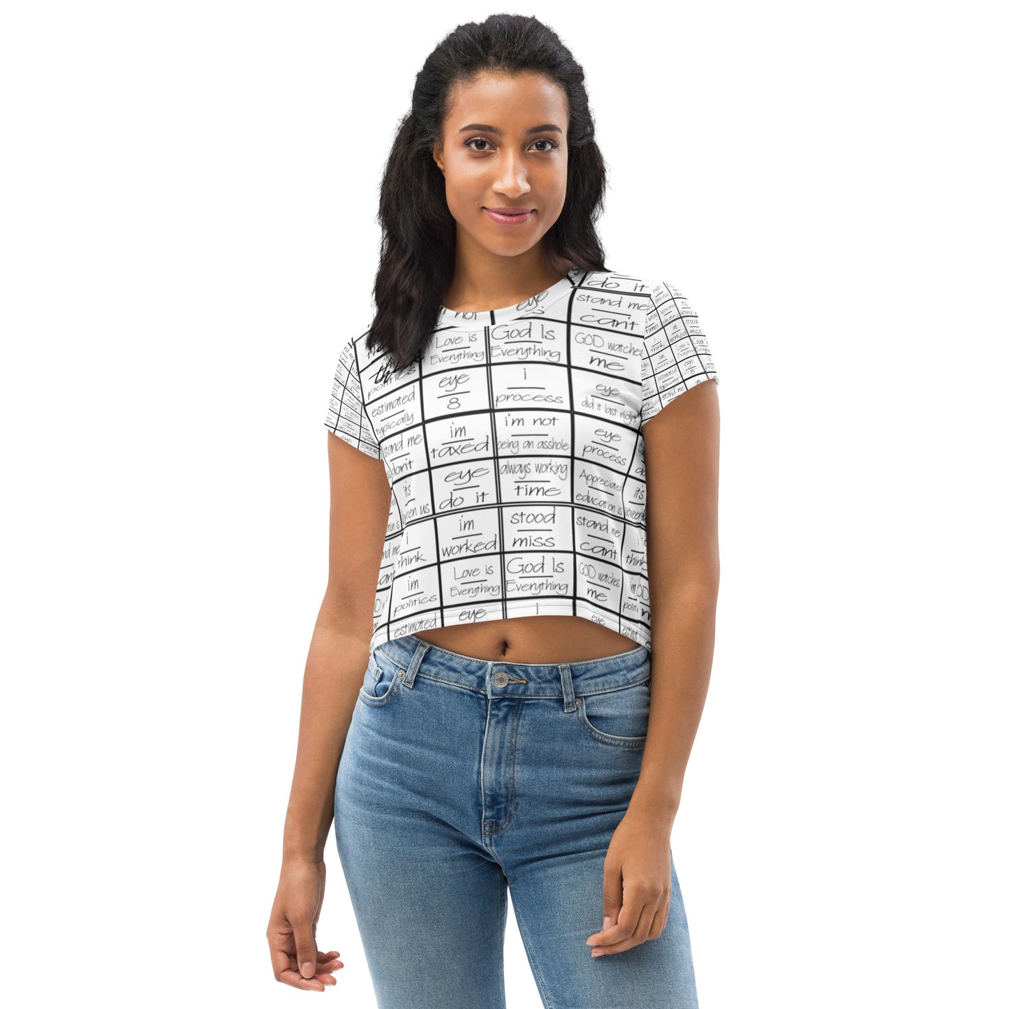 eyeoverthnk® All-Over Print Crop Tee