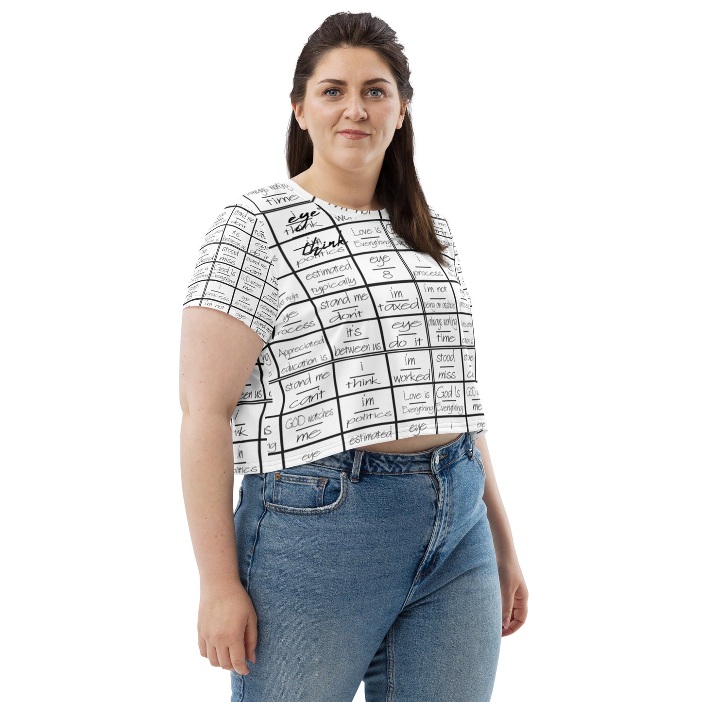 eyeoverthnk® All-Over Print Crop Tee