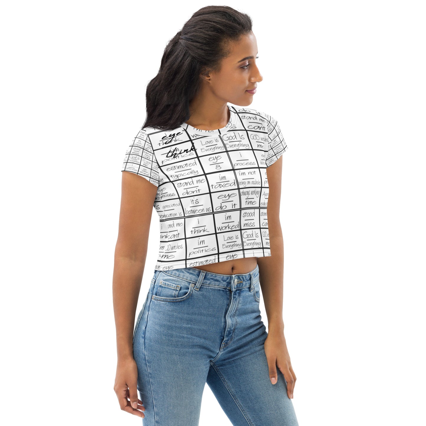 eyeoverthnk® All-Over Print Crop Tee