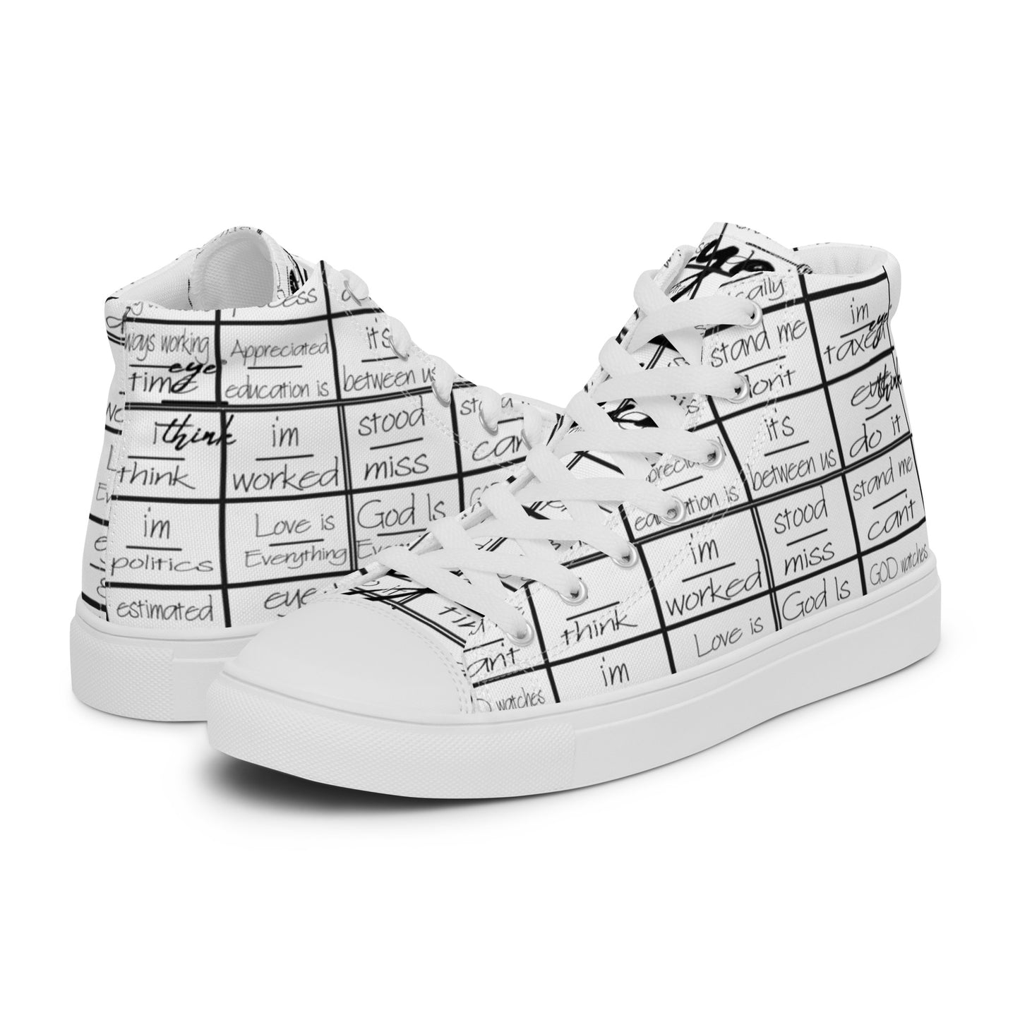 eyeoverthink® Men’s "eyeoverprinted" high top canvas shoes