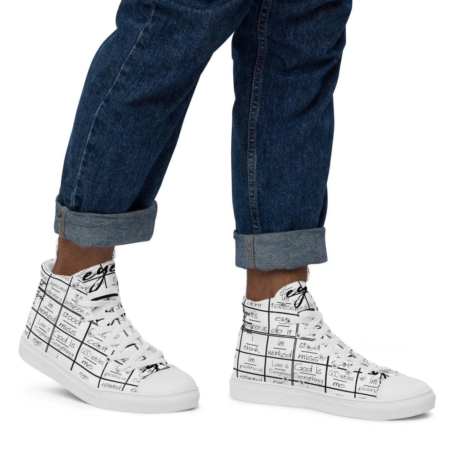 eyeoverthink® Men’s "eyeoverprinted" high top canvas shoes