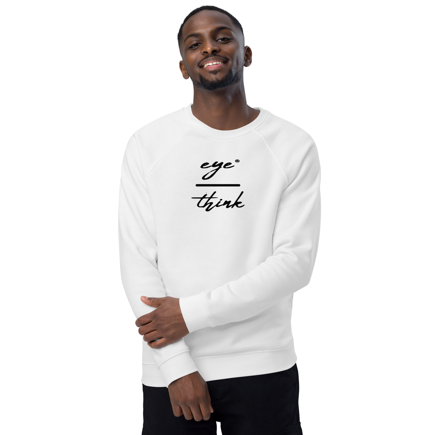 eyeoverthink®  embroidered Unisex organic raglan sweatshirt