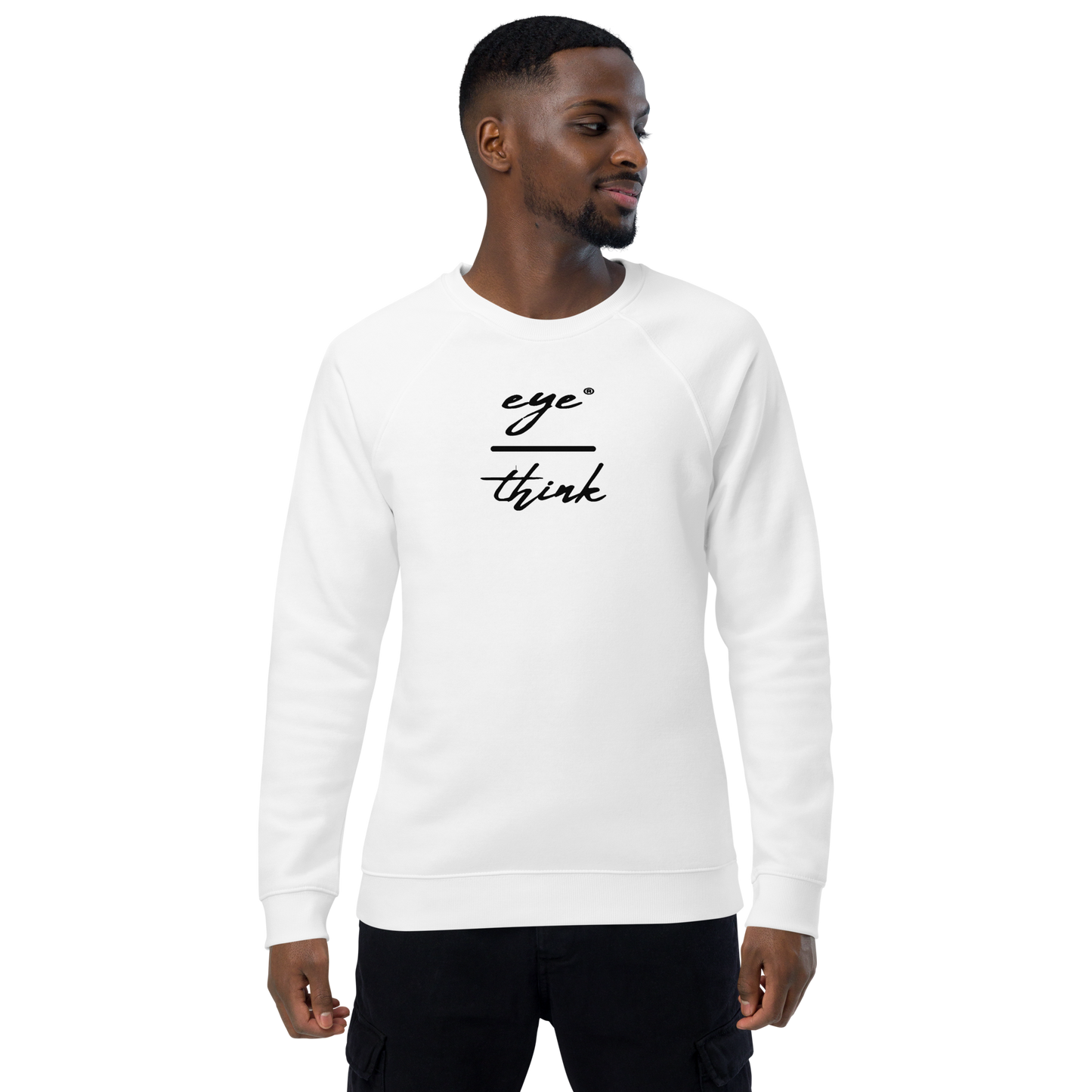 eyeoverthink®  embroidered Unisex organic raglan sweatshirt