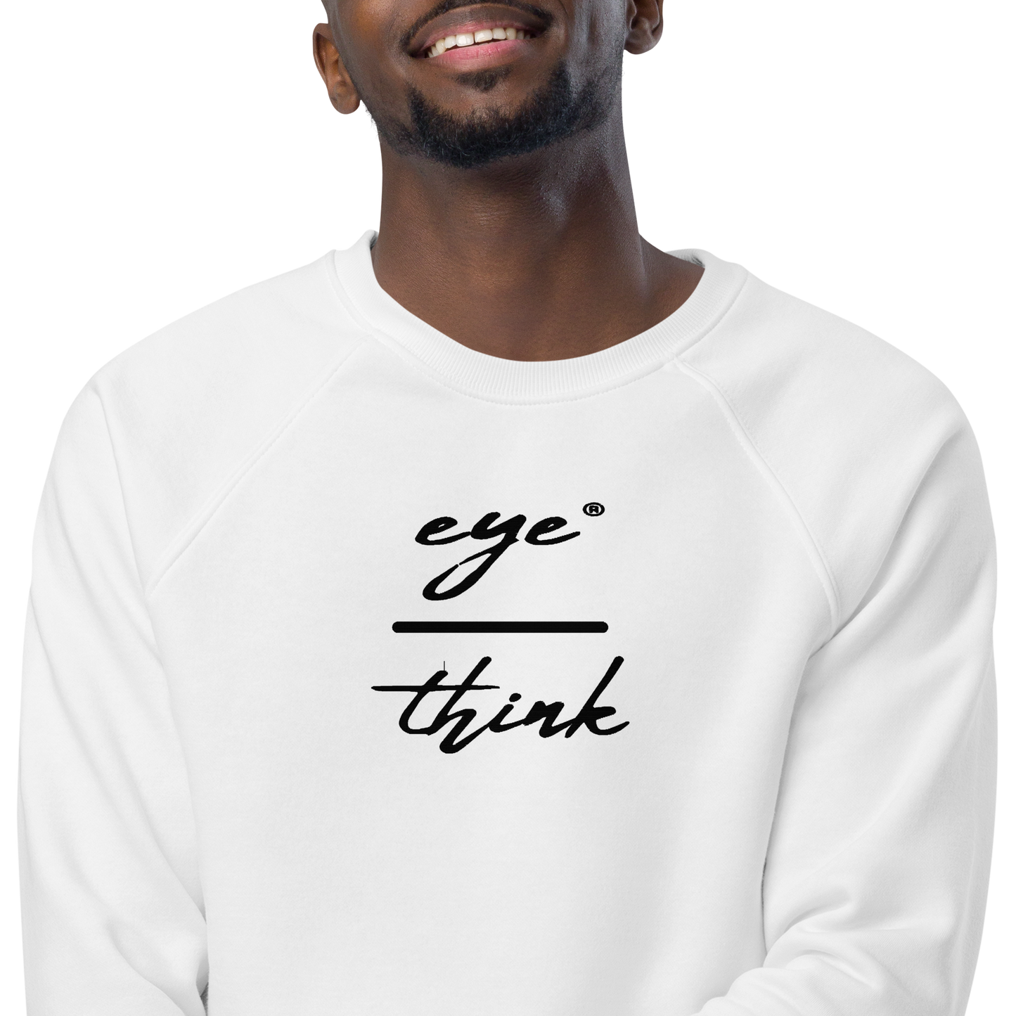 eyeoverthink®  embroidered Unisex organic raglan sweatshirt