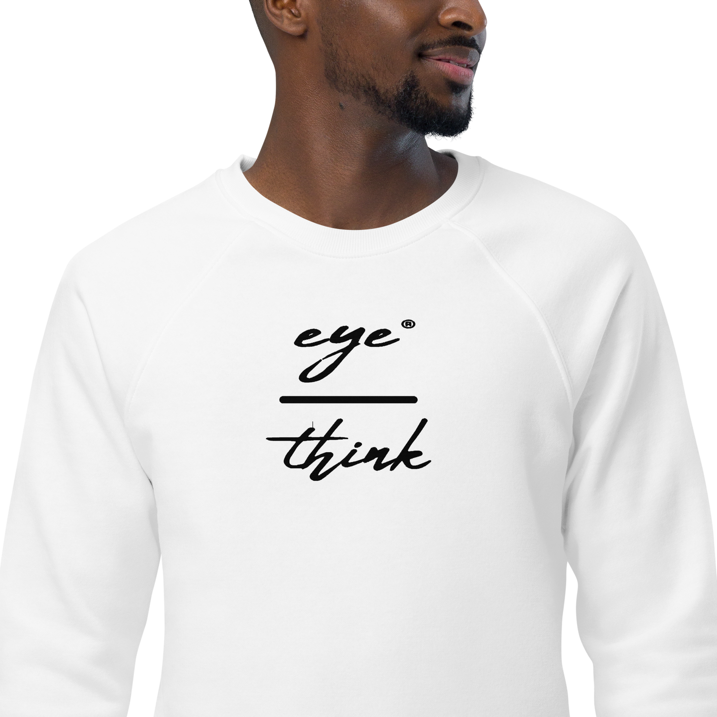 eyeoverthink®  embroidered Unisex organic raglan sweatshirt