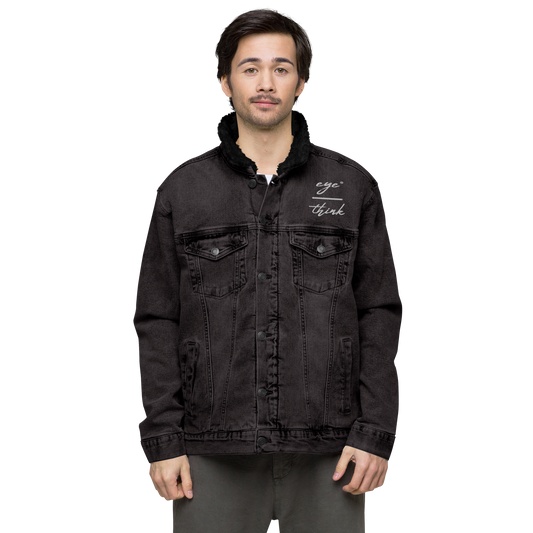 eyeoverthink®  embroidered Unisex denim sherpa jacket